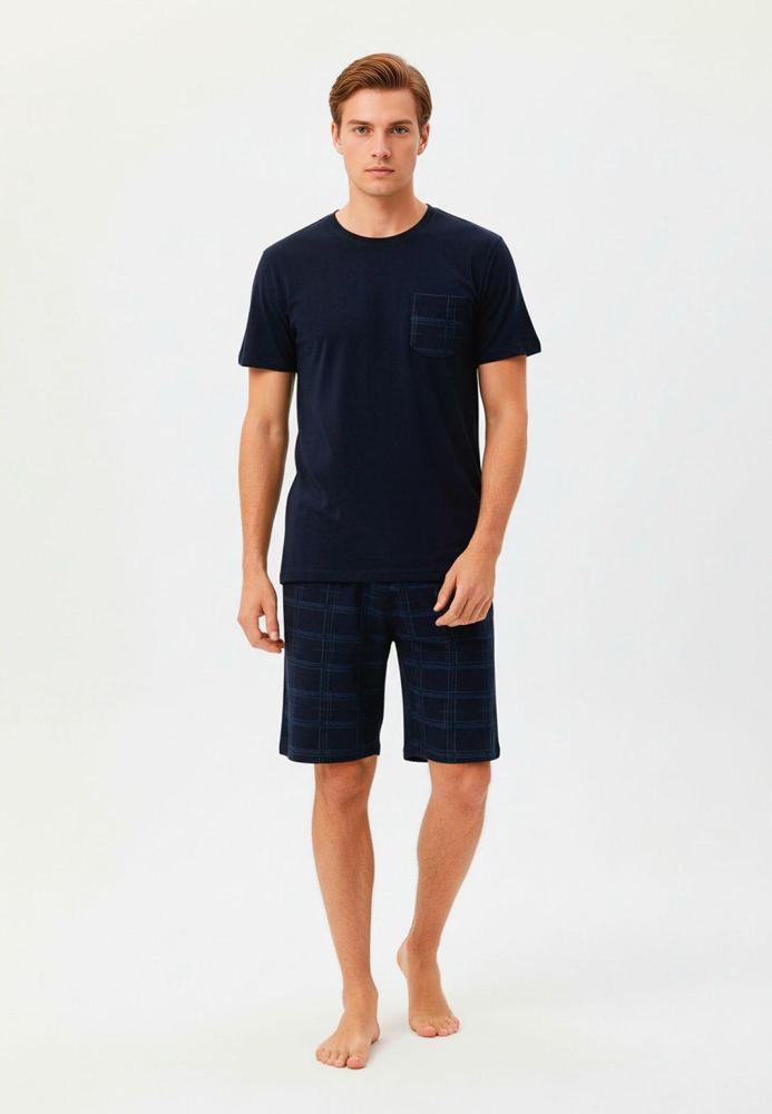Pijama barbat Serena cu tricou si short,culoare bleumarin,Engros